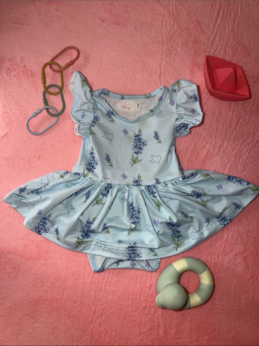Mila + Roy Texas Bluebonnet Skater Dress - Light Blue